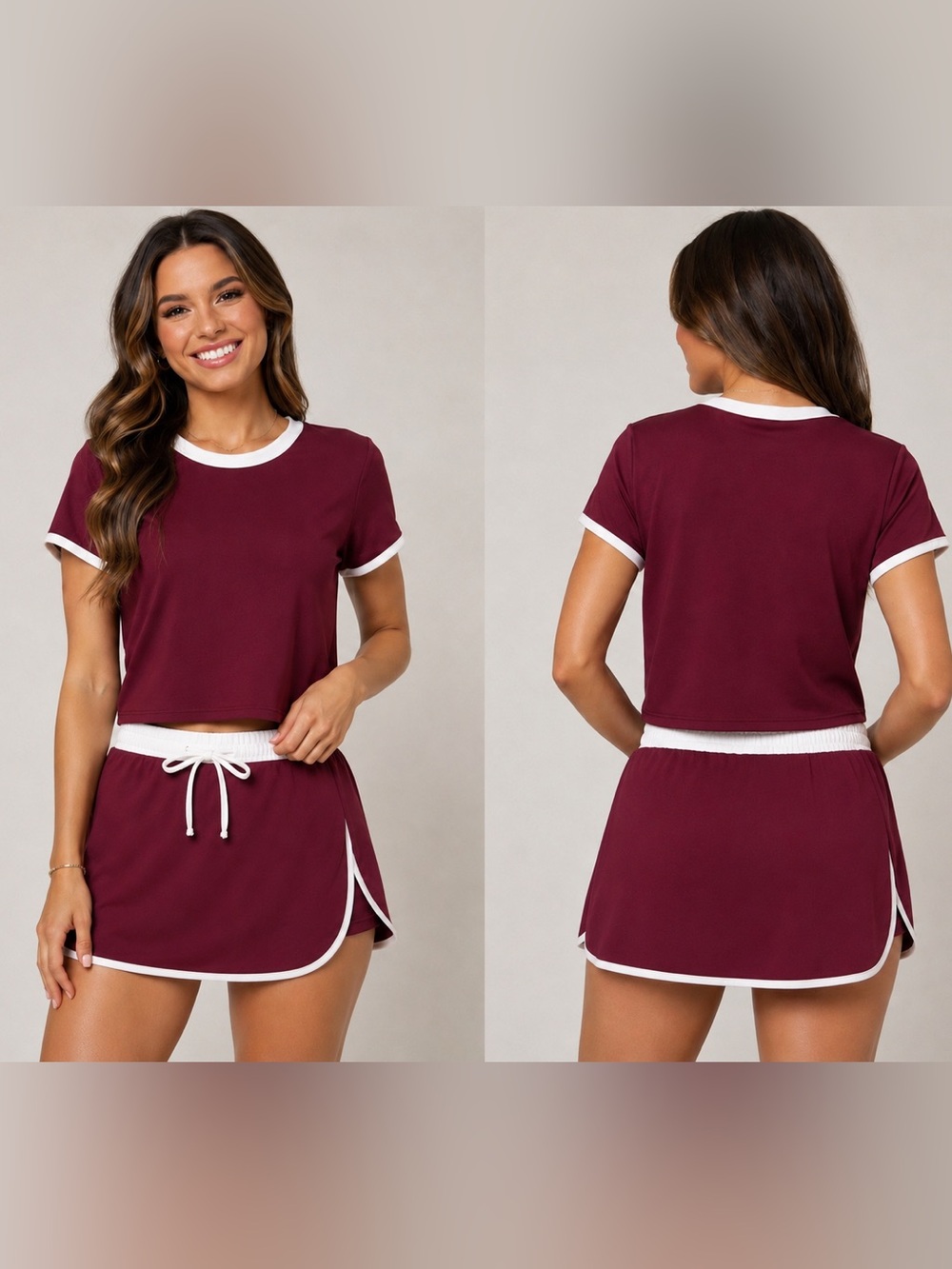 Timing Burgundy/White Cheer Inspired Skort Set - Alabama